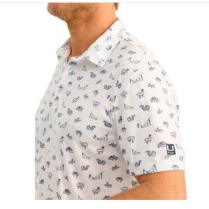 Huk Printed Pursuit Performance Sun Protection Fishing Outdoor Comfortable Polo
